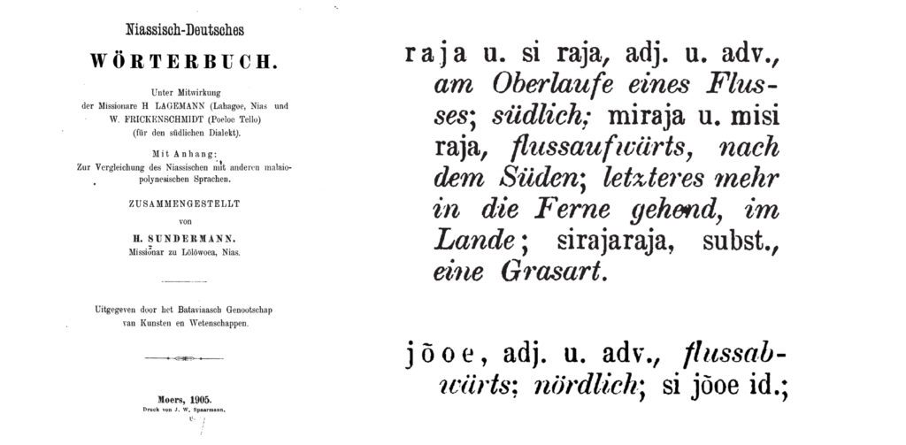 Kata raya dan yöu di Niassisch-Deutsches Wörterbuch (1905)